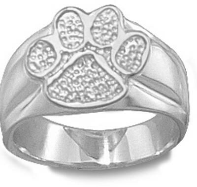 Clemson Tigers "Paw" 1/2" Ladies' Ring Size 6 1/2 - Sterling Silver Jewelry