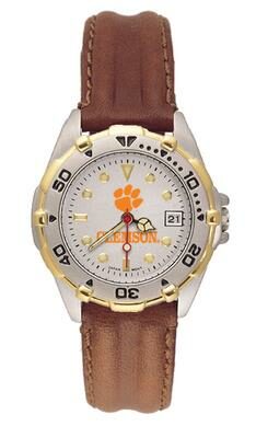 Clemson Tigers "Paw" All Star Watch with Leather Band - Women's