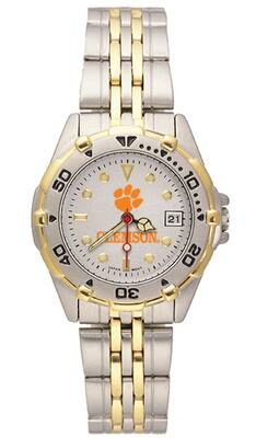 Clemson Tigers "Paw" All Star Watch with Stainless Steel Band - Women's