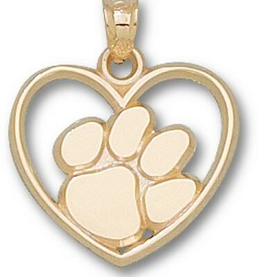 Clemson Tigers "Paw" Heart Pendant - 10KT Gold Jewelry