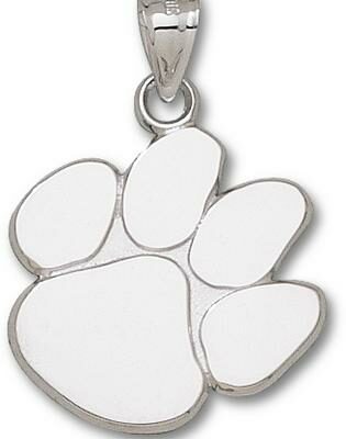 Clemson Tigers Polished "Paw" 1" Pendant - Sterling Silver Jewelry