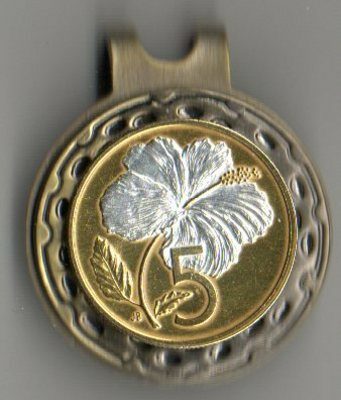 Cook Islands 5 Cent "White Hibiscus" Two Tone Coin Ball Marker