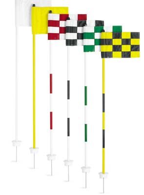 Cupless Jr. Flagstick Practice Green Marker / Checkered Flag Sets (Red) - Set of 9