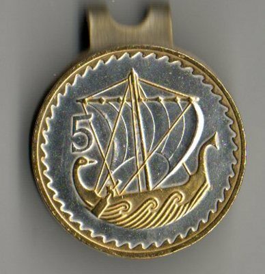 Cyprus 5 Mils "Viking Ship" Two Tone Coin Ball Marker