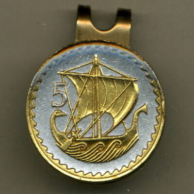 Cyprus 5 Mils "Viking Ship" Two Tone Coin Golf Ball Marker