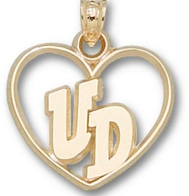 Dayton Flyers "UD" Heart Pendant - 10KT Gold Jewelry