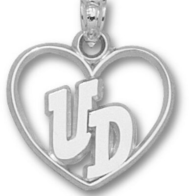 Dayton Flyers "UD" Heart Pendant - Sterling Silver Jewelry