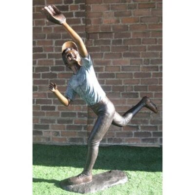 "Diving Catch (Baseball Outfielder)" Bronze Garden Statue - Approx. 69" High