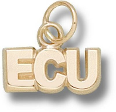 East Carolina Pirates "ECU" 3/16" Charm - 14KT Gold Jewelry