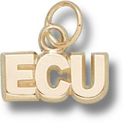 East Carolina Pirates "ECU" 3/16" Charm - 14KT Gold Jewelry