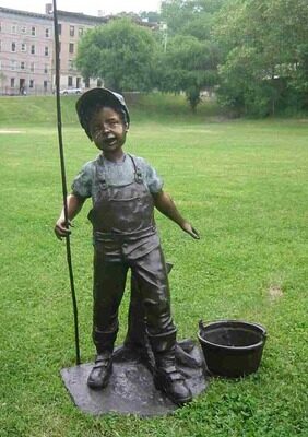 "Farmer Boy" Bronze Garden Statue - Approx. 42" High