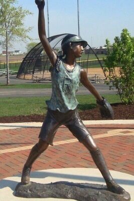 "Fast Pitch (Girl Softball Pitcher)" Limited Edition Bronze Garden Statue - Approx. 63" High