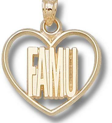 Florida A & M Rattlers "FAMU" Heart Pendant - 10KT Gold Jewelry