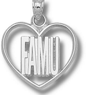 Florida A & M Rattlers "FAMU" Heart Pendant - Sterling Silver Jewelry