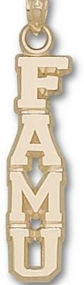 Florida A & M Rattlers Vertical "FAMU" 1 1/4" Pendant - 14KT Gold Jewelry