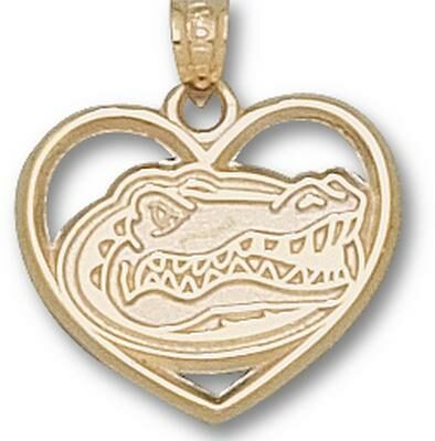 Florida Gators "Gator Head" Heart Pendant - 14KT Gold Jewelry