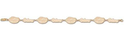 Florida Gators "Gators and Gator Head" 7" Bracelet - 10KT Gold Jewelry