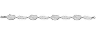 Florida Gators "Gators and Gator Head" 7" Bracelet - Sterling Silver Jewelry