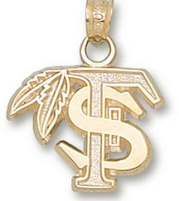 Florida State Seminoles "FS with Feather" 1/2" Pendant - 14KT Gold Jewelry