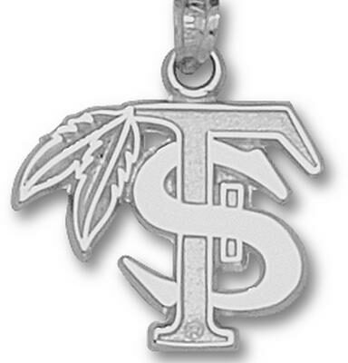 Florida State Seminoles "FS with Feather" 5/8" Pendant - Sterling Silver Jewelry