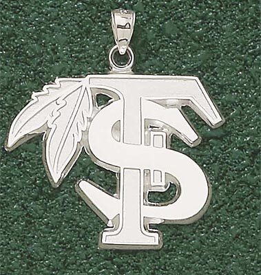 Florida State Seminoles Giant 1 3/4" W x 1 1/2" H "FS with Feather" Pendant - 14KT Gold Jewelry