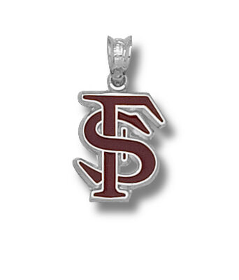 Florida State Seminoles Interlocked Enamel "FS" 1/2" Pendant - Sterling Silver Jewelry