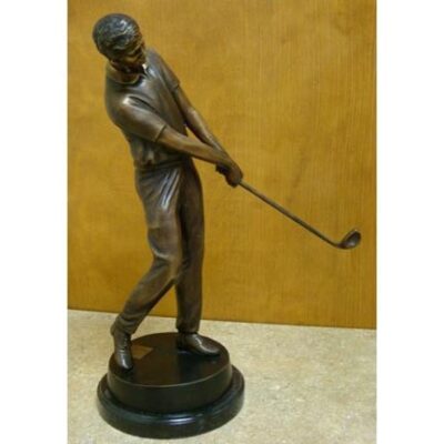 "Following Through (Tabletop Golfer)" Bronze Garden Statue - Approx. 18" High