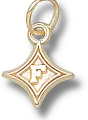 Furman Paladins "Diamond with F" 3/8" Charm - 14KT Gold Jewelry