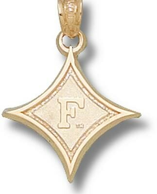 Furman Paladins "Diamond with F" 5/8" Pendant - 10KT Gold Jewelry