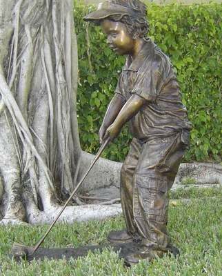 "Future Golf Champ-Boy" Bronze Garden Statue - 36" High