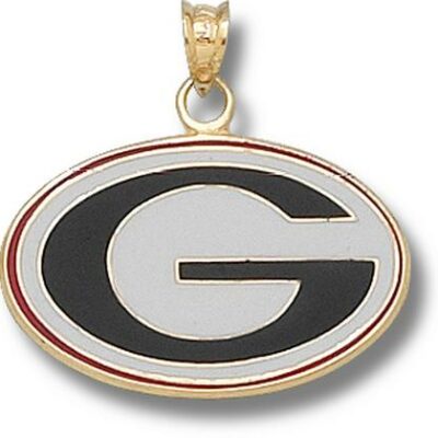 Georgia Bulldogs Enamel "G" 5/8" Pendant - 14KT Gold Jewelry