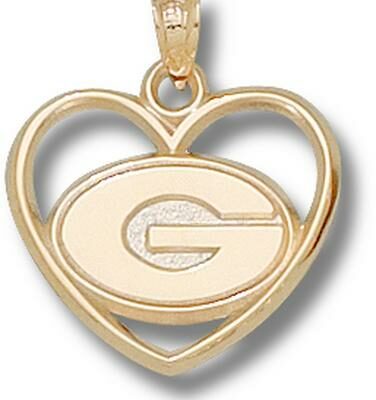 Georgia Bulldogs "G" Heart Pendant - 14KT Gold Jewelry