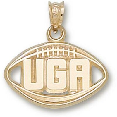 Georgia Bulldogs Pierced "UGA Football" Pendant - 14KT Gold Jewelry