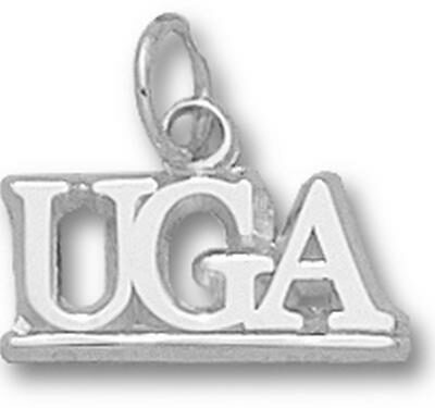 Georgia Bulldogs "UGA with Bar" 3/8" Charm - Sterling Silver Jewelry