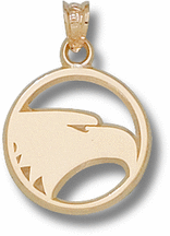 Georgia Southern Eagles Pierced Round "Eagle Face" 5/8" Pendant - 14KT Gold Jewelry