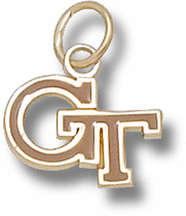 Georgia Tech Yellow Jackets Enamel "GT" 3/8" Charm - 10KT Gold Jewelry