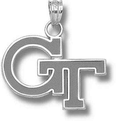 Georgia Tech Yellow Jackets Enamel "GT" 5/8" Pendant - Sterling Silver Jewelry