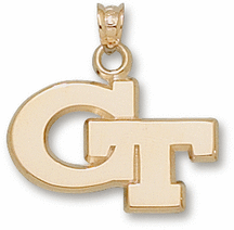 Georgia Tech Yellow Jackets "GT" 5/8" Pendant - 14KT Gold Jewelry