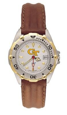 Georgia Tech Yellow Jackets "GT" All Star Watch with Leather Band - Women's