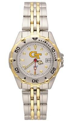 Georgia Tech Yellow Jackets "GT" All Star Watch with Stainless Steel Band - Women's