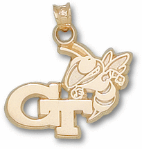 Georgia Tech Yellow Jackets "GT Buzz" 5/8" Pendant - 14KT Gold Jewelry