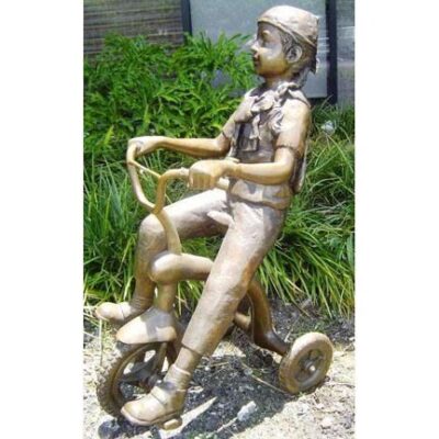 "Girl Riding Tricycle" Bronze Garden Statue - Approx. 47" High