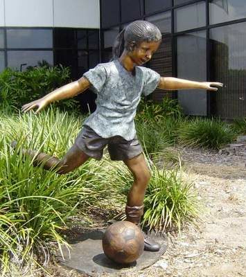 "Girl Soccer Star" Bronze Garden Statue - 48" High