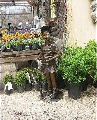 "Girl Tennis Player" Bronze Garden Statue - 50" High