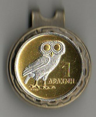 Greek 1 Drachma "Owl" Two Tone Coin Ball Marker