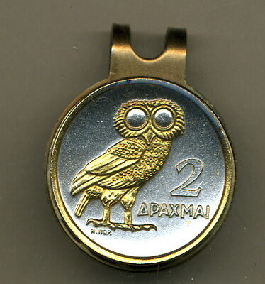 Greek 2 Drachma "Owl" Two Tone Coin Golf Ball Marker