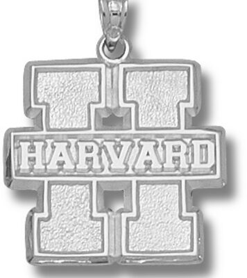 Harvard Crimson Block "H with Harvard" Pendant - Sterling Silver Jewelry