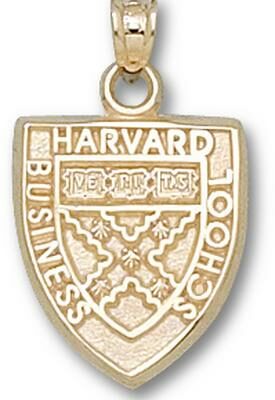 Harvard Crimson "Business School Shield" 5/8" Pendant - 10KT Gold Jewelry