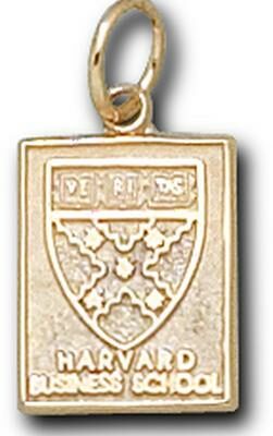 Harvard Crimson "Business School Square Shield" 1/2" Charm - 10KT Gold Jewelry