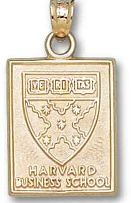 Harvard Crimson "Business School Square Shield" 5/8" Pendant - 10KT Gold Jewelry